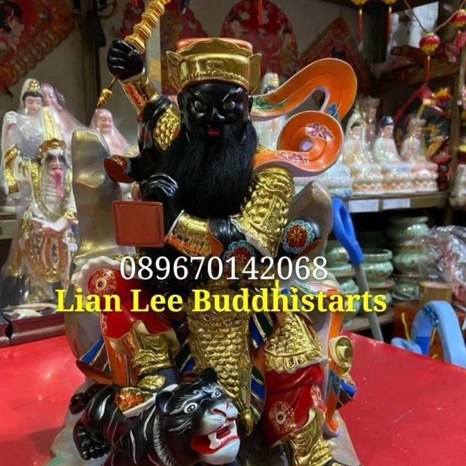 langsung order saja] patung dewa rejeki zhao gong ming tiowansue full kayu taiwan 16 inch