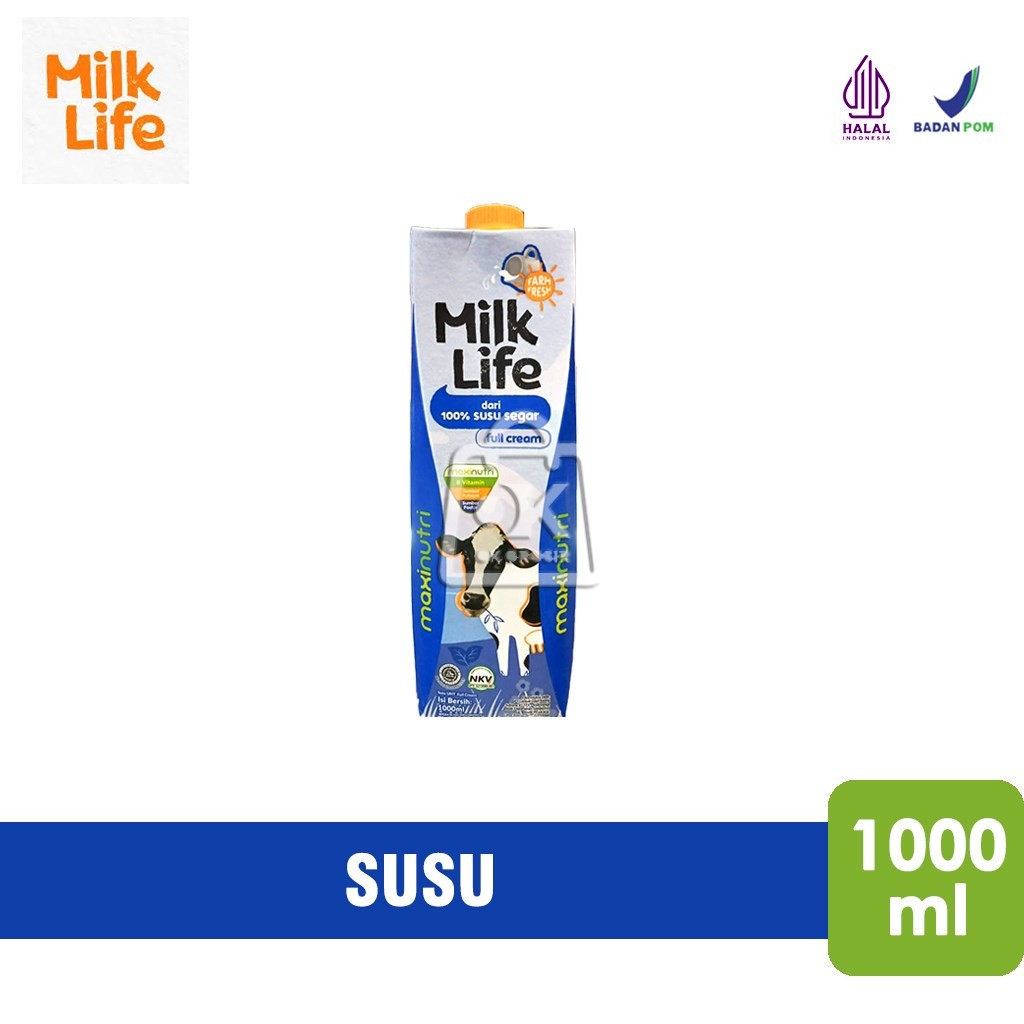 

Susu UHT Milk Life 1L / Susu Full Cream Milklife 1 Liter