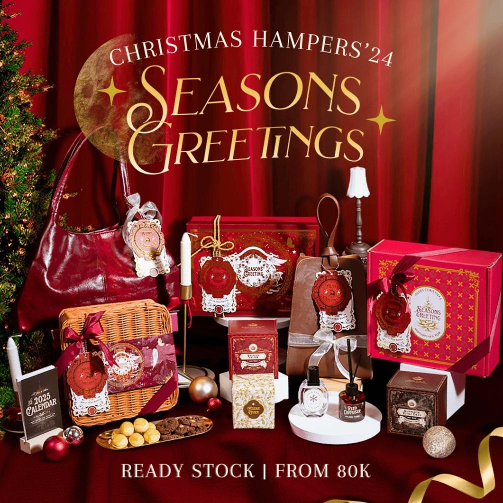 

shu hampers natal 2024 | season greetings christmas hampers kado natal christmas gift parcel natal kalender 2025 hardbox tas kue kering coklat reed diffuser nas box murah unik