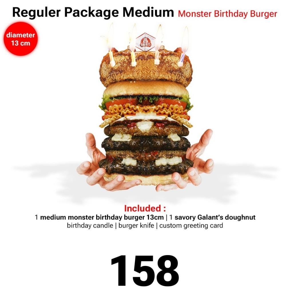 

ton medium monster birthday burger 13cm - regular (birthday cake aesthetic)