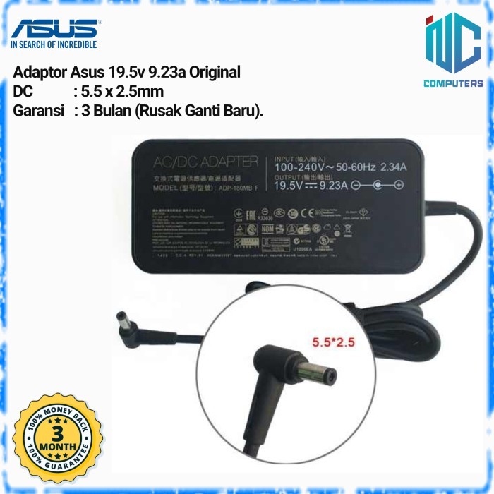 Adaptor Charger Asus 19.5v 9.23a Original