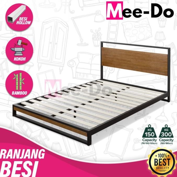 Tempat Tidur Dipan Sandaran Ranjang Besi dan Kayu minimalis