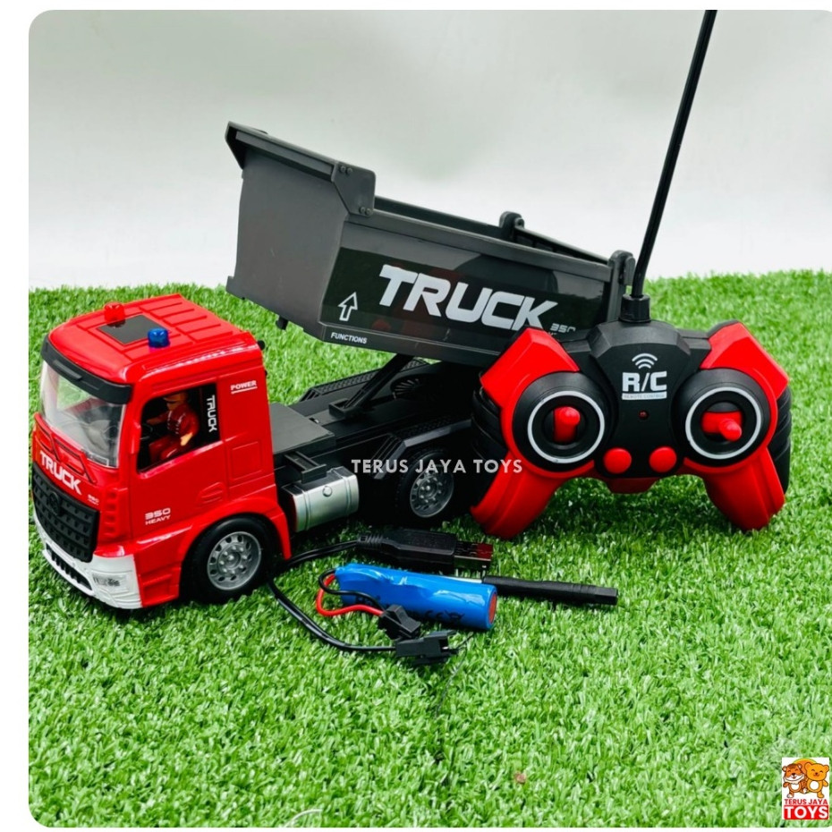 New Arrival Mainan mobil remot truk sampah / mobil remot truk derek / crane and dump truck