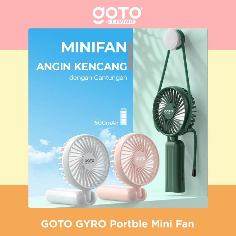 Gyro Kipas Angin Lipat Kecil Mini Fan Portable USB Baterai Cas