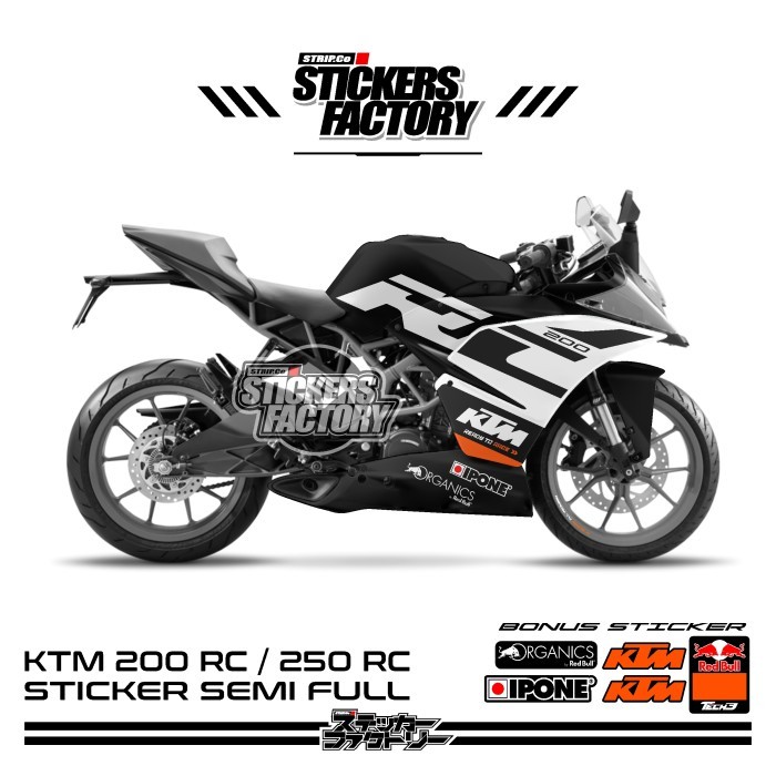 Decal Sticker Striping Ktm 200 Rc Special Request Ipon Rc Hitam Putih