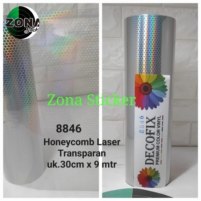 

Sticker Decofix Honeycomb Laser / Sticker Transparan Sarang tawon 11cm x 11cm x 32cm