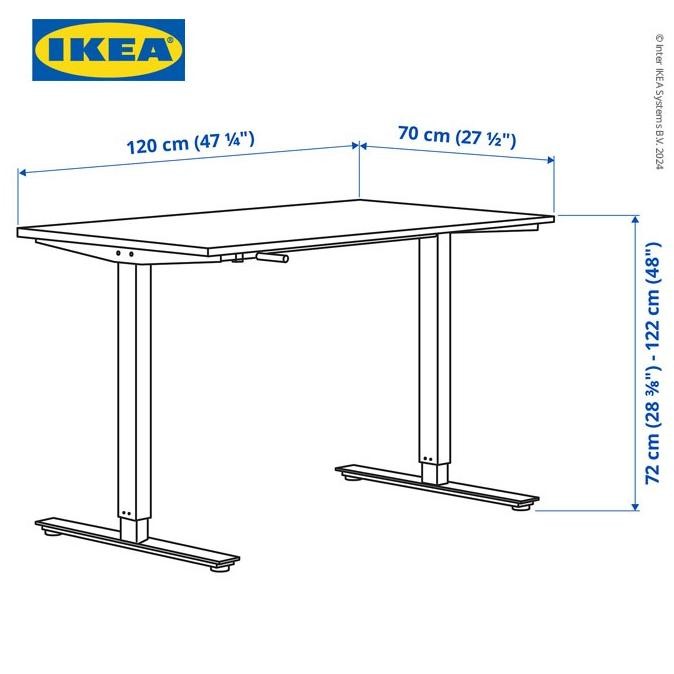 IKEA TROTTEN Meja Kerja / Belajar Adjustable Putih 120x70 cm BS81