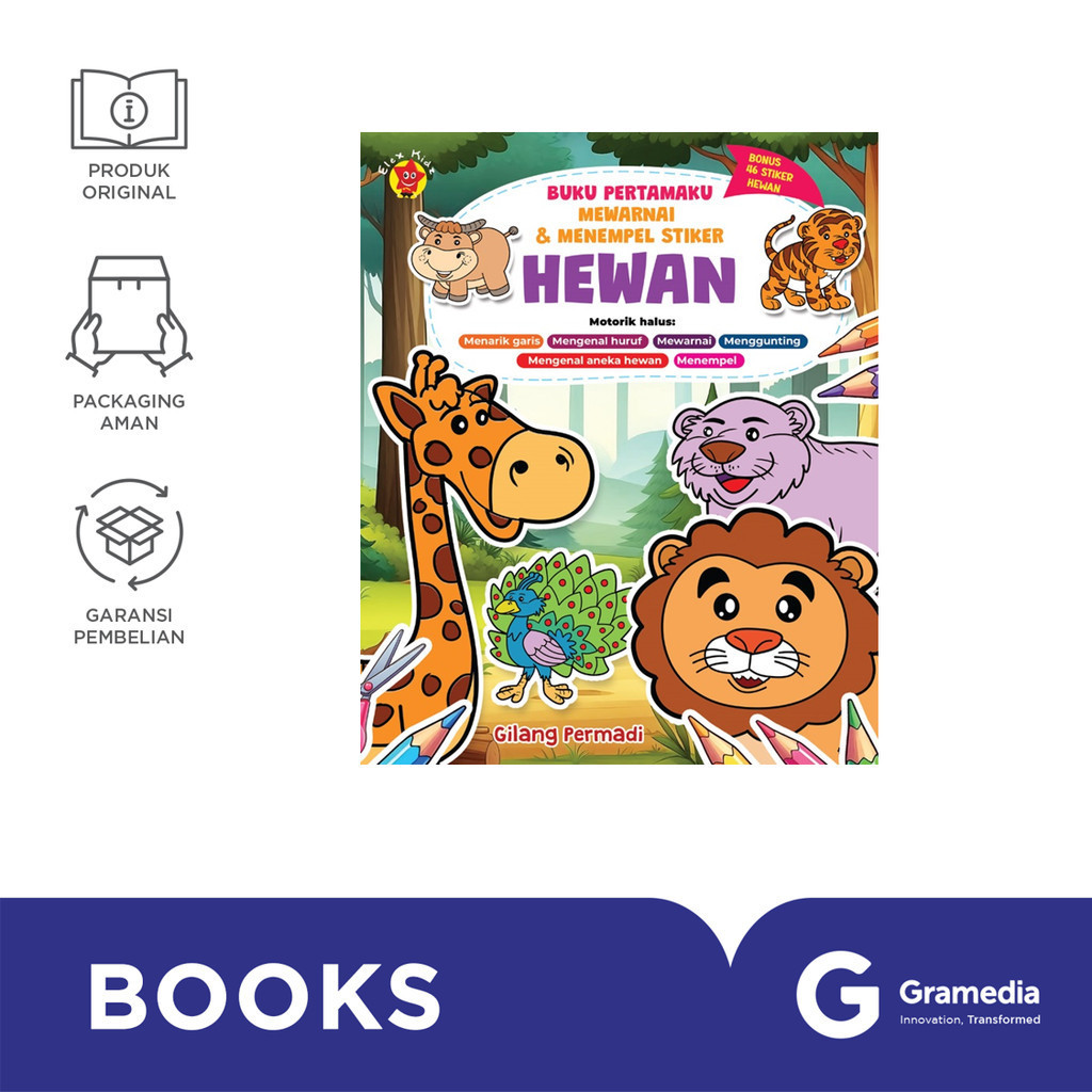 Buku Pertamaku Mewarnai & Menempel Stiker Hewan