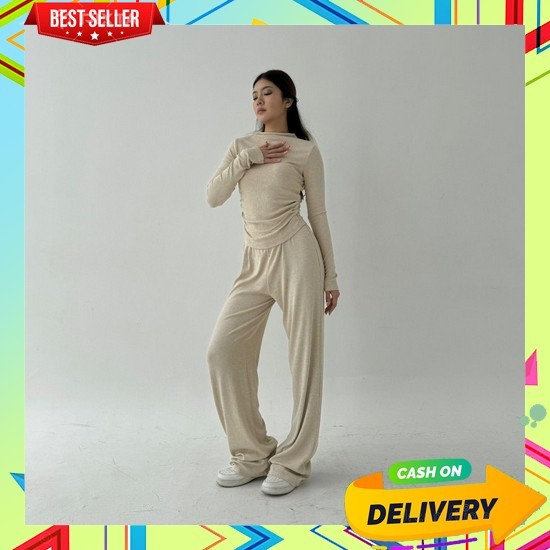 Satu Set Baju Wanita Oneset Bj Dan Celana Outfits Setelan Celana Modern Gaya Baru Bju Setelan Cewek 