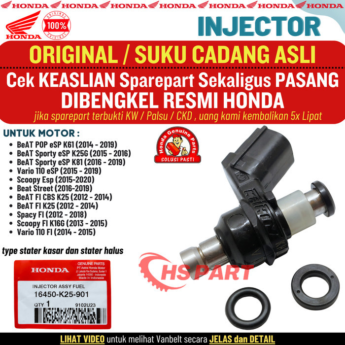 Injeksi Injector Injektor Beat Fi Esp POP Street Stater Kasar Halus Scoopy Vario 110 Fi Original AHM