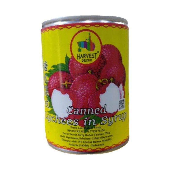 

Buah Sirup Lechy Leci Lychee Kaleng Syrup Harvest Delight 567Gram 567 Gram (Pack)