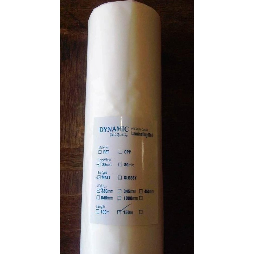 

BEBAS ONGKIR - Plastik Laminating Roll Dynamic 33cm x 150m x 32micron