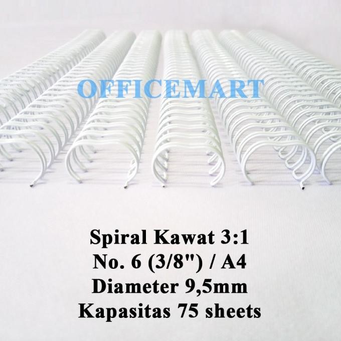

TERLARIS - JBI Spiral Kawat A4 3:1 No. 6 (3/8") - Putih (Box Isi 100 Batang)