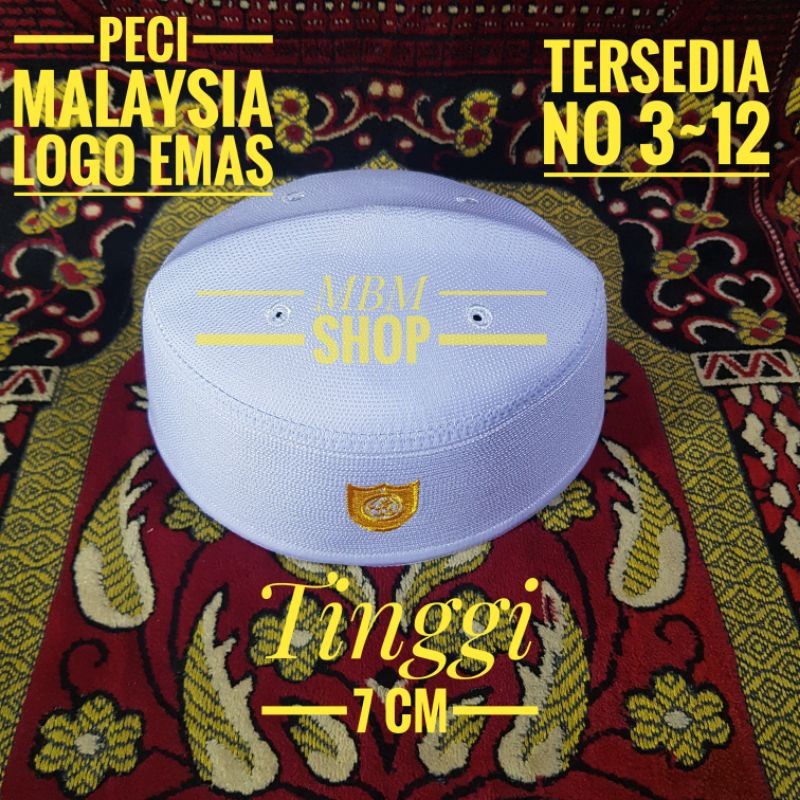 Peci malaysia Kopyah Malaysia Songkok Malaysia Putih Logo Kuning