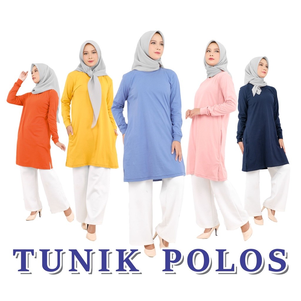 KAOS TUNIK POLOS SAKU SAMPING KATUN COMBED 30S