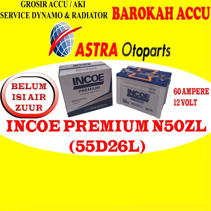 Aki Incoe Premium N50Zl / 55D26L Astra Otoparts