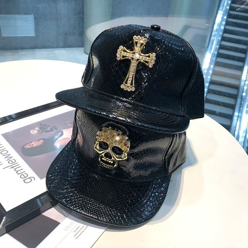 Topi Hip-Hop Berlian Trendi, Topi Hip-Hop Tengkorak Berlian Trendi
