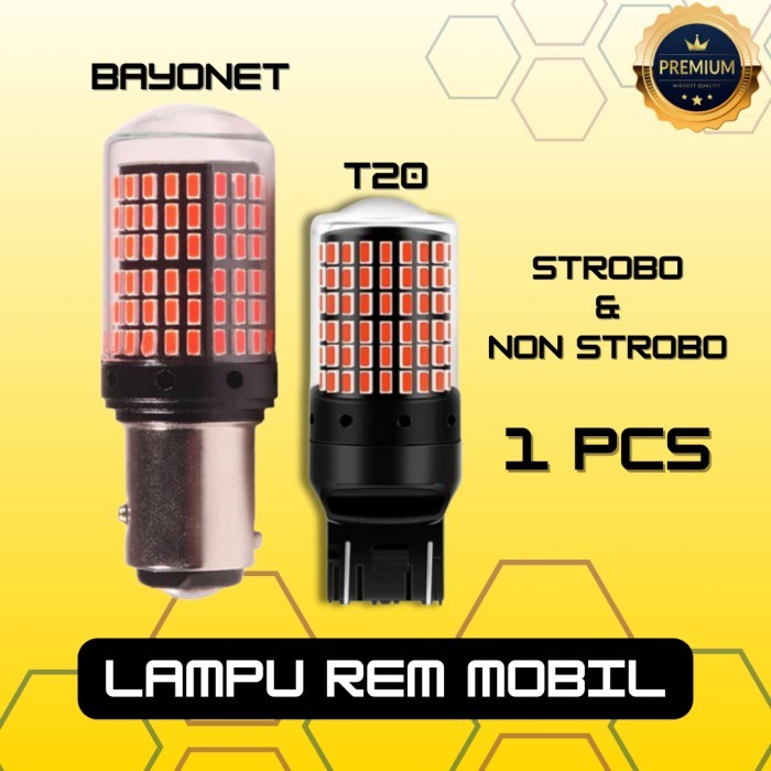 LAMPU REM MOBIL LED CAR STOPLAMP DAJJAL 144 MATA 12V 20W T20 / BAYONET