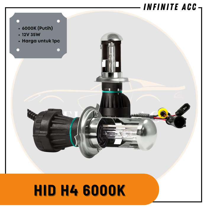 LAMPU HID XENON H4 HI/LO 6000K 35W WHITE PUTIH MOBIL MOTOR AKSESORIS