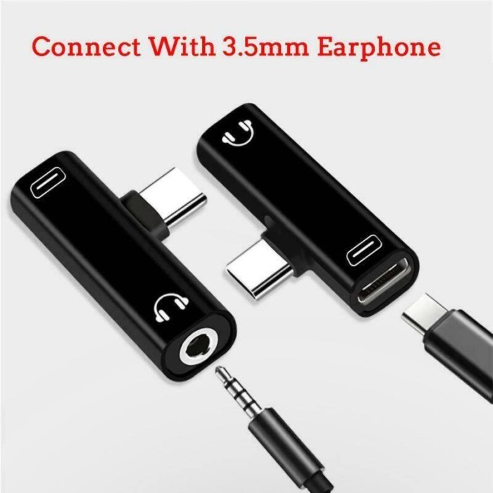TIPE C USB C KE 3.5MM AUX KABEL AUDIO EARPHONE MIKROFON EKSTERNAL