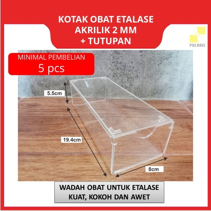 FREE ONGKIR KOTAK OBAT KECIL + TUTUPAN, WADAH OBAT APOTIK, ETALASE OBAT AKRILIK