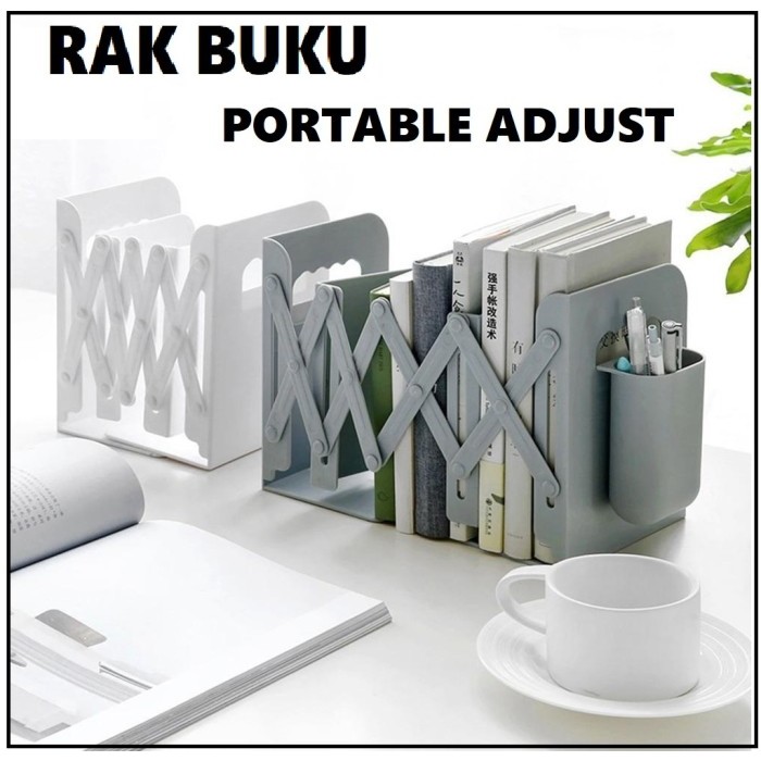 

Andra - Rumah Peralatan Kantor Alat Pembatas Rak Buku Lipat Adjust Book Stand