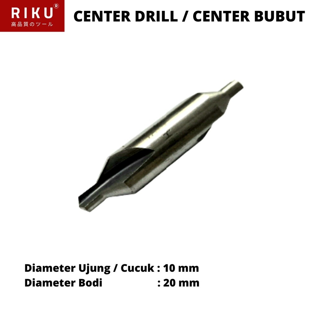 Centre Center Drill / Center Bubut 10 mm mili - Bodi 20 mm mili