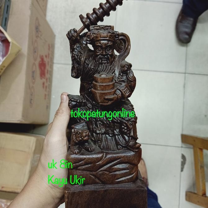 

Ready Patung Han Tan Kong Kayu Ukir 8in