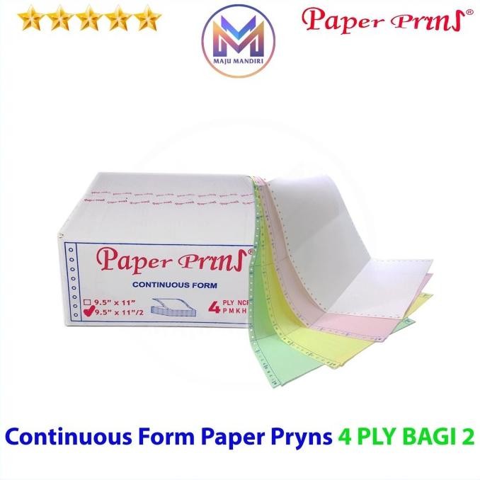 

TERBARU - Kertas Continuous Form 4 Ply Bagi 2 Paperpryns / Ukuran 9,5x11/2