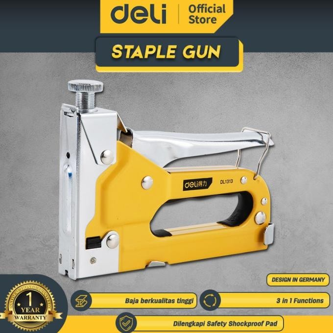 

DELI STAPLE GUN / STAPLES TEMBAK 3 IN 1 CHROMIUM ALAT PERKAKAS DL1313 ORIGINAL DAN TERPERCAYA