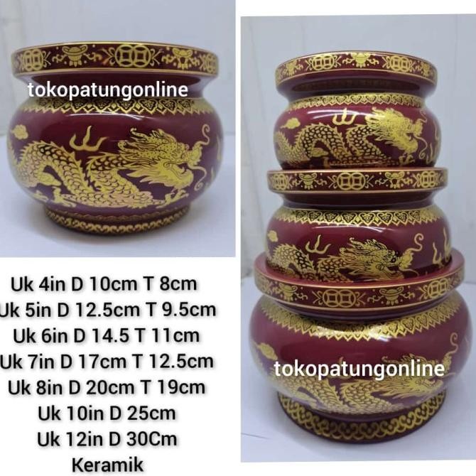 

Ready Hiolo Keramik Naga Merah Maroon 10in