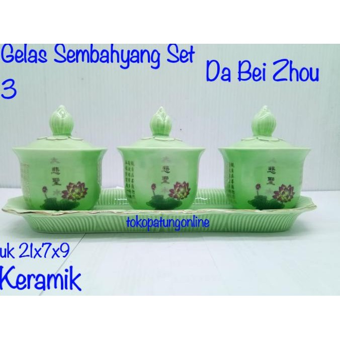 

Ready Gelas Sembahyang Set 3 Da Bei Zhou Hijau New