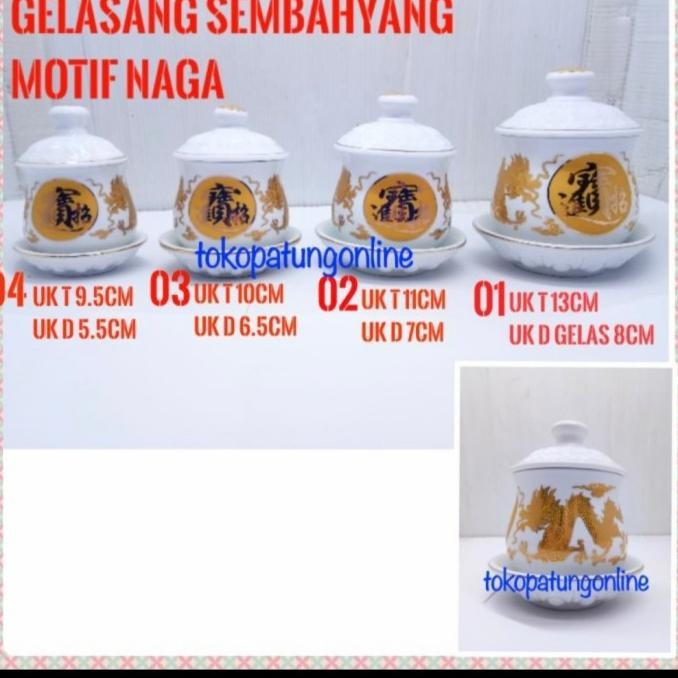 

Ready Gelas Sembahyang Naga Keramik Putih Uk Sedang