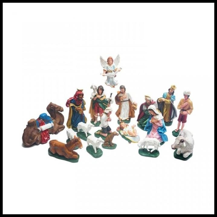 Patung Set Natal 25Cm - Patung Kandang Kelahiran Yesus (18 Bh Patung)