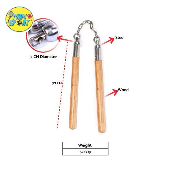 Tersedia Double Stick Nunchaku BUSHIDO Wood XL