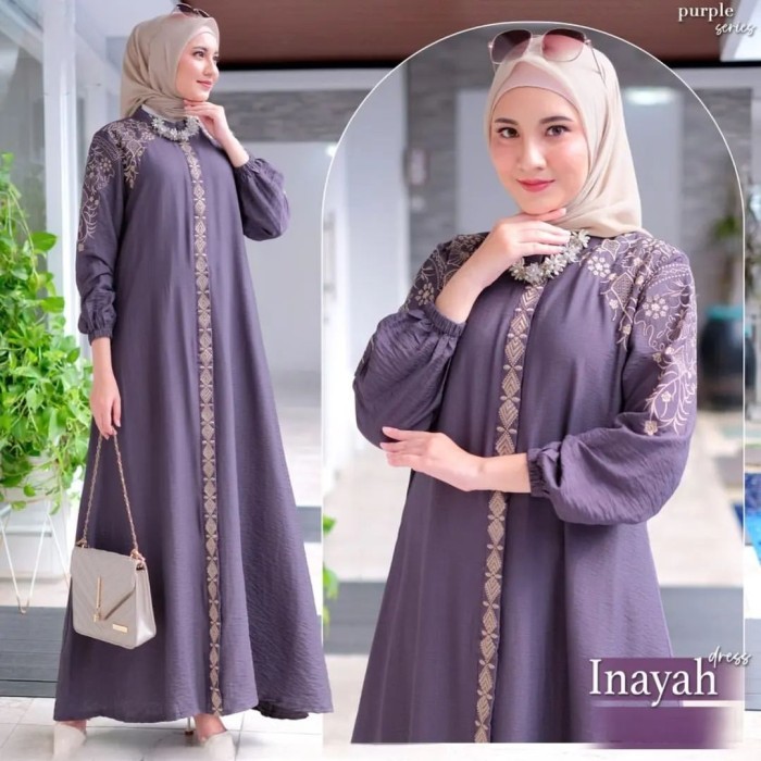 NEW Dress Muslim Wanita | Amelia Denim Gamis Polos Crinkle | Tazkia Hijab