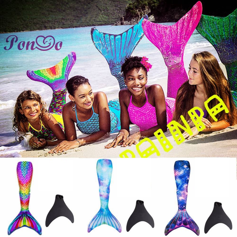 【Dewasa】 2 Buah Baju Renang Wanita Kostum Putri Duyung Orangtua-anak dengan Monofin Ekor Putri Duyun