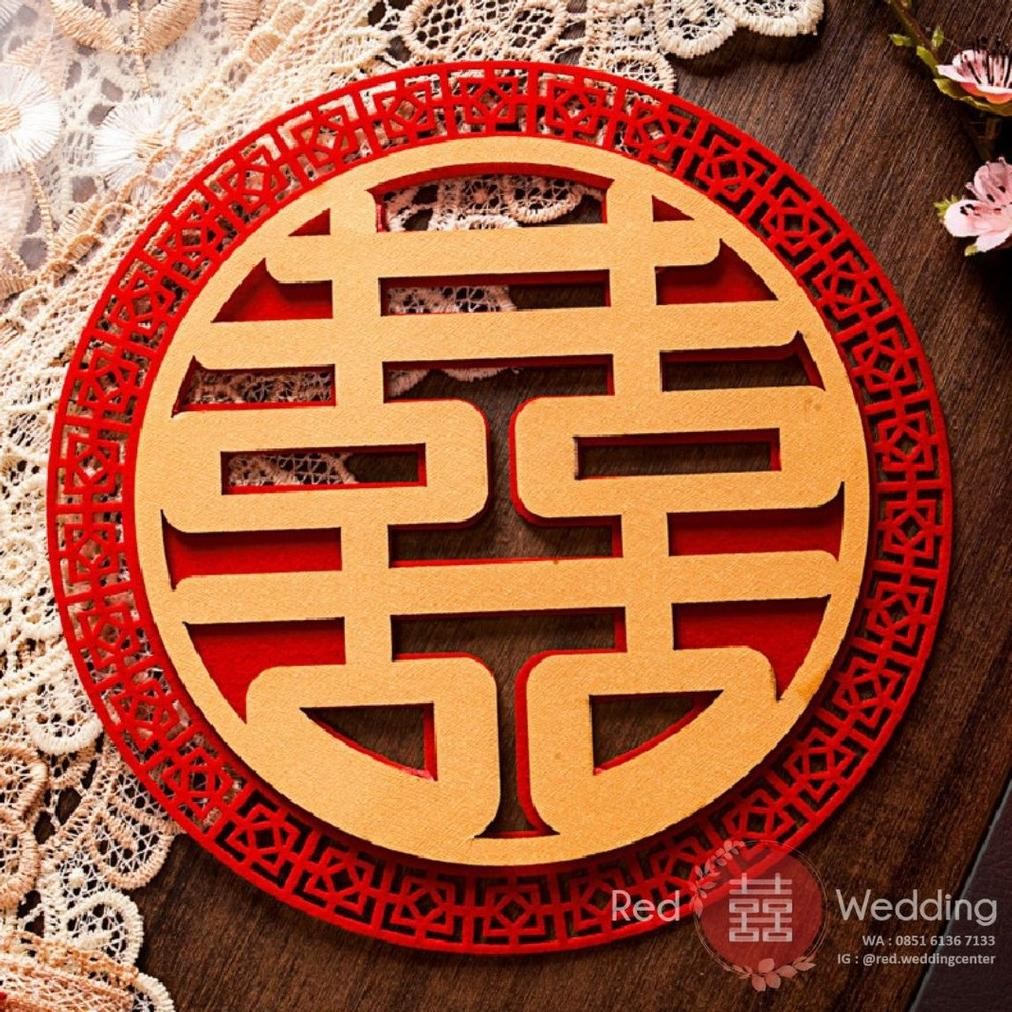 Mlarak Store Sticker Xi Wedding Shuang Xi Gold Emas Merah BULAT dengan motif ADA BINGKAI / NO BINGKA