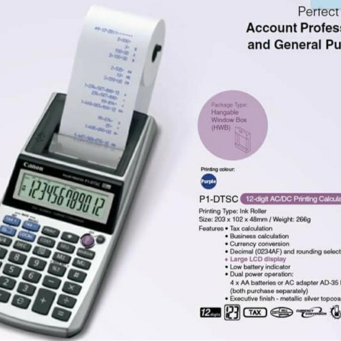 

BEBAS ONGKIR - CANON P1-DTC Printing Calculator / Kalkulator Kasir Printer Struk P1