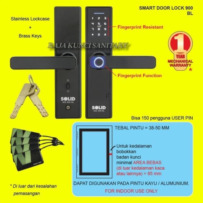 SOLID Smart Door Lock SDL 900 BL/Smart Lock Solid/Kunci Digital Solid  [terbaik]