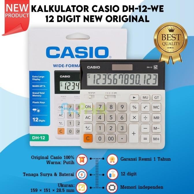 

TERMURAH - Casio DH-12 White BK 12 Digit Calculator Desktop DH 12 New Original