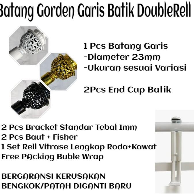 Batang Besi Tiang Gorden 3M 4M Double Full Set Lengkap Rell Vitrase Ukuran 3 Meter 4 Meter