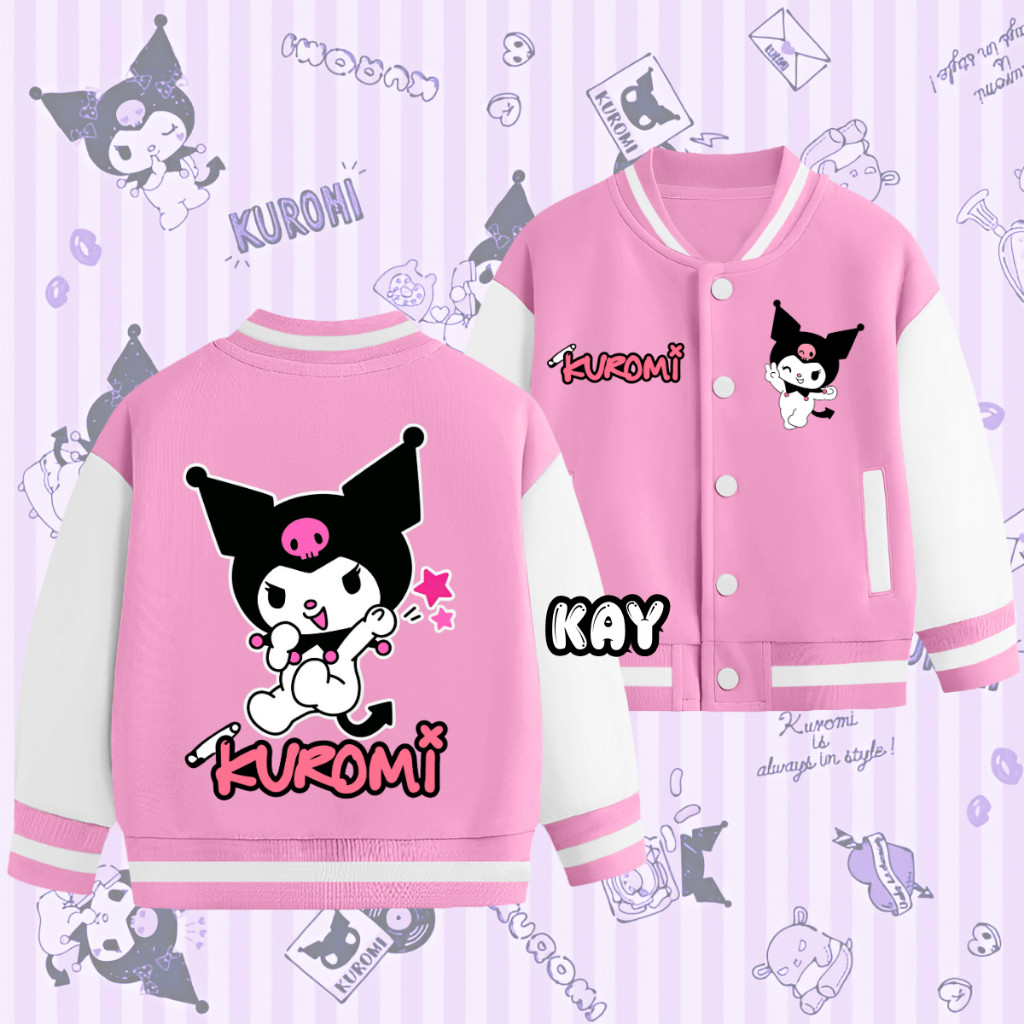 Baju Anak Halus & Tebal JAKET BASEBALL ANAK CEWEK PEREMPUAN KARAKTER KUROMI MY MELODY SANRIO VARSITY
