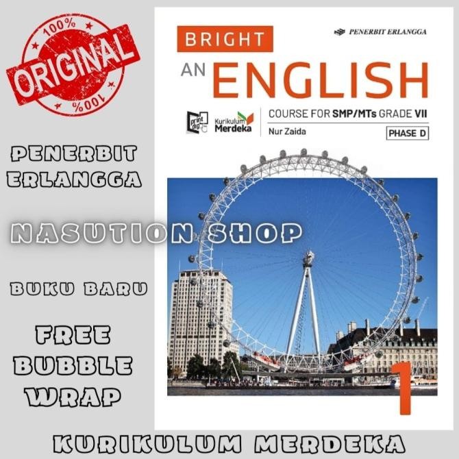 

BERKUALITAS Buku Bright An English Kelas 1 / 7 SMP/MTs Erlangga Kurikulum Merdeka
