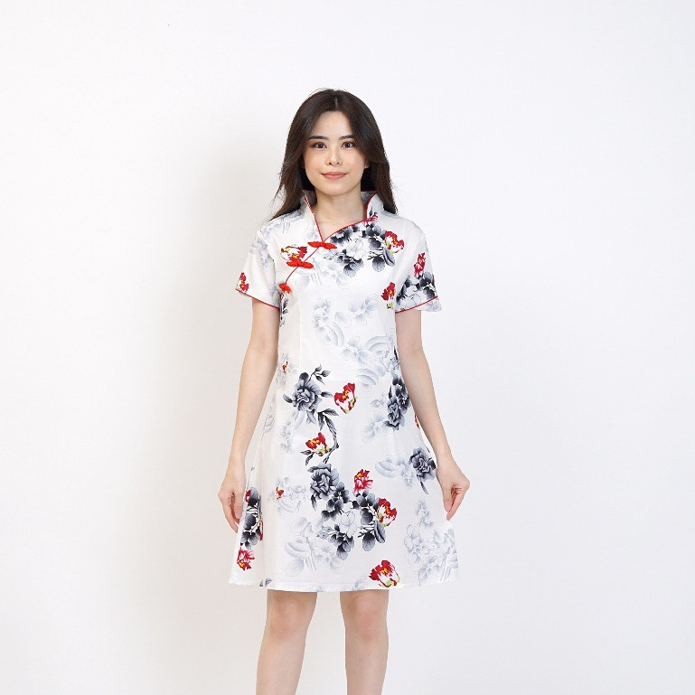 Baju Imlek Wanita Tahun 2025 Cheongsam Mini Gaun Tionghoa Longdress Ceongsam Modern Dres Hari Raya C