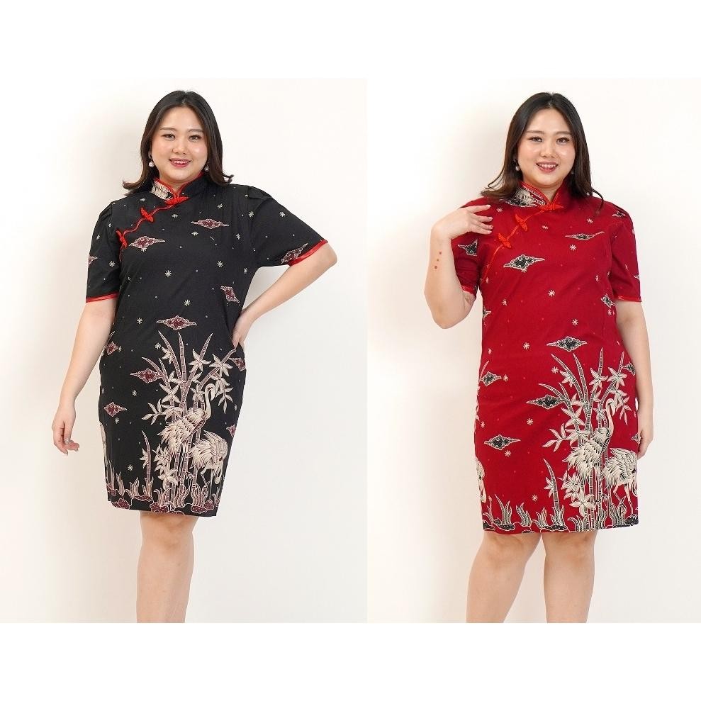 BVF BAJU IMLEK DRESS WANITA JUMBO BIG SIZE 32A CHEONGSAM CHINESE SHANGHAI XXL XXXL LD 120cm PESTA KO