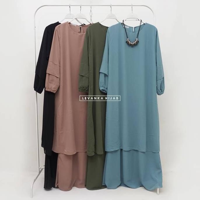 Diskon Nadia Dress / Gamis Malaysia Atau Gamis Melayu Bahan Ceruti Baby Doll
