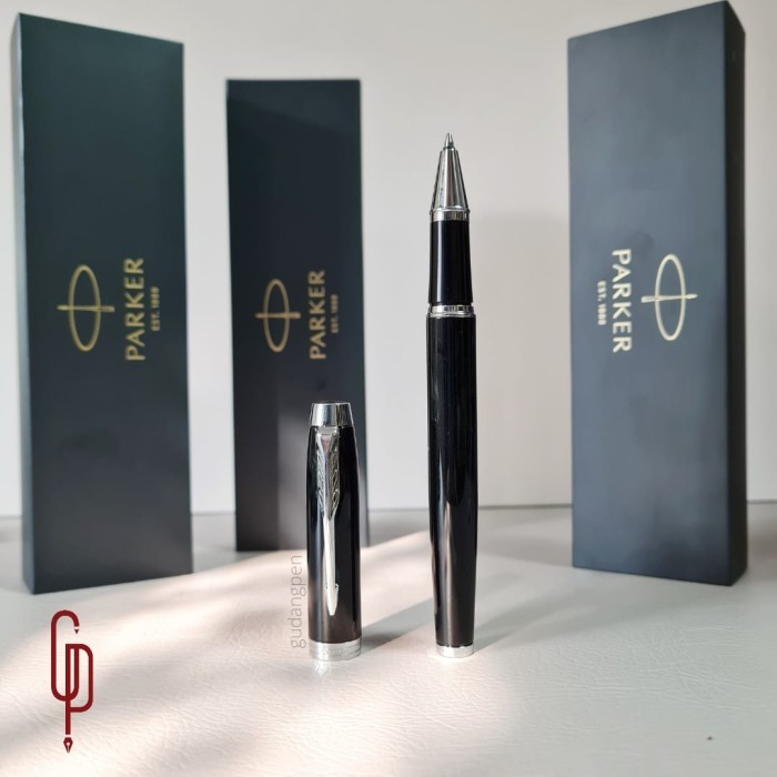 

Pulpen Parker IM Black Chrome Trim CT Roller Ball RB Original