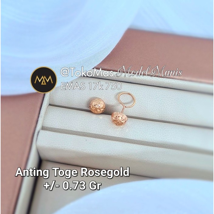 Ready Anting toge ukir emas putih 750 kadar 17k