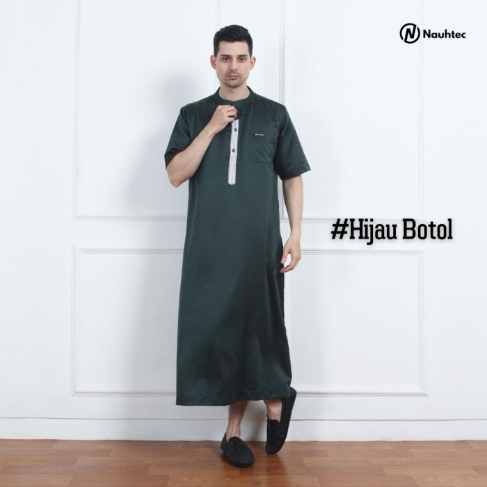 Jubah Pria Jubah Pria Dewasa Gamis Pria Nauhtec Katun Bridal Premium M-L-XL-XXL - Hijau Botol, L rin